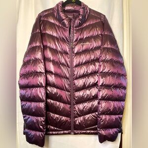 NWOT Eddie Bauer Plum Purple Packable Down & Feather Puffer Jacket Fill Size XL